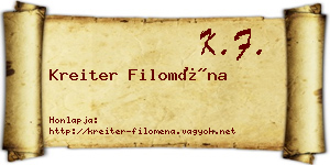 Kreiter Filoména névjegykártya